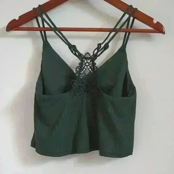 AERIE | Dark Green Racerback with Lace Bralette Size Small - Picture 2 of 5